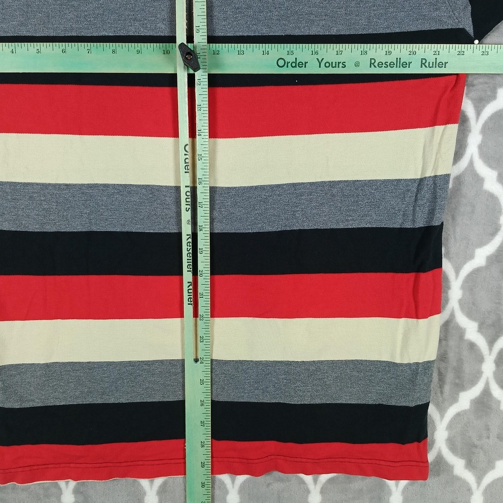 LRG Polo Shirt Mens Medium Multicolor Striped Long Sleeve Rugby Cotton - Picture 6 of 7